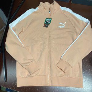 Puma Mens Pink Sand Iconic T7 Long Sleeves Pocket Full Zip Track Jacket Size L